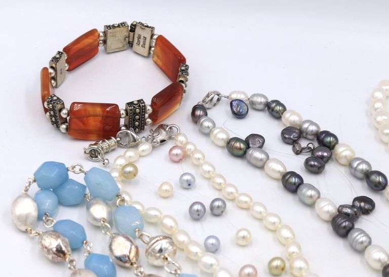 Big group lot of sterling silver Pearl Jewelry