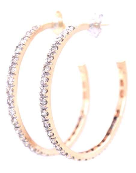 10kt Yellow gold 1.25ctw diamond hoop earrings