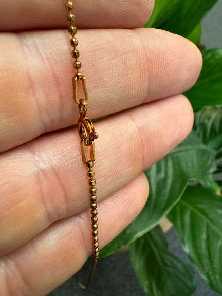 22k Rose Gold Plated Sterling Silver Diamond-Cut Ball Bead Chain 1.5mm 925 Italy Dog Tag Necklace 16