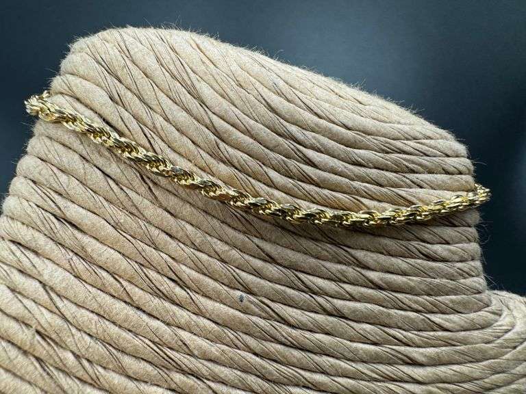 22k Yellow Gold Plated Sterling Silver Diamond-Cut Rope Chain 2.2mm Solid 925 Italy New Bracelet 7"