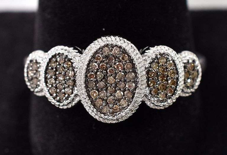 Diamond Cluster Ring in Sterling Silver