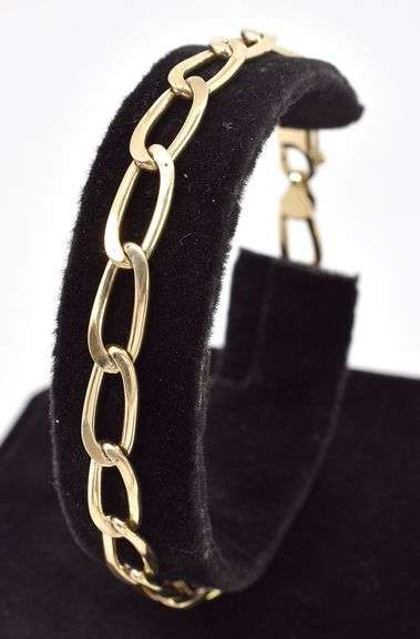 Elegant 14K Yellow Gold Elongated Chain Bracelet