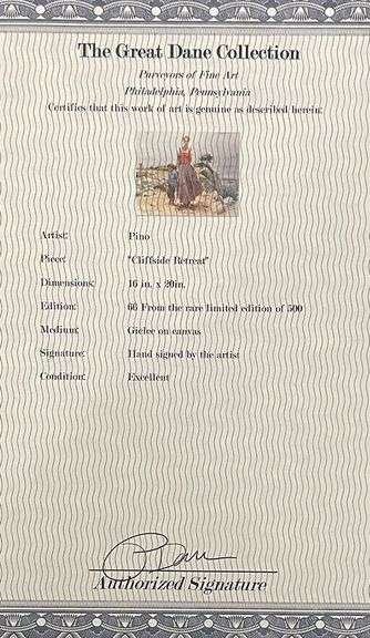 Collectible Pino Signed Giclee,  Cliffside Retreat