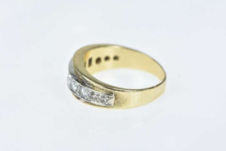 14K Yellow Gold 0.87 Ctw Men's Vintage Diamond Wedding Band Ring