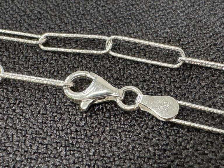 Sterling Silver 925 Diamond Cut 4mm Paperclip Chain 16" Necklace Italy
