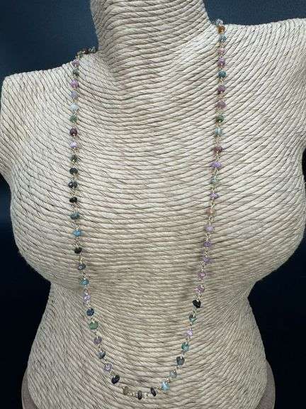 Sterling Silver 925 Gold Plated Gemstone Chain 20"