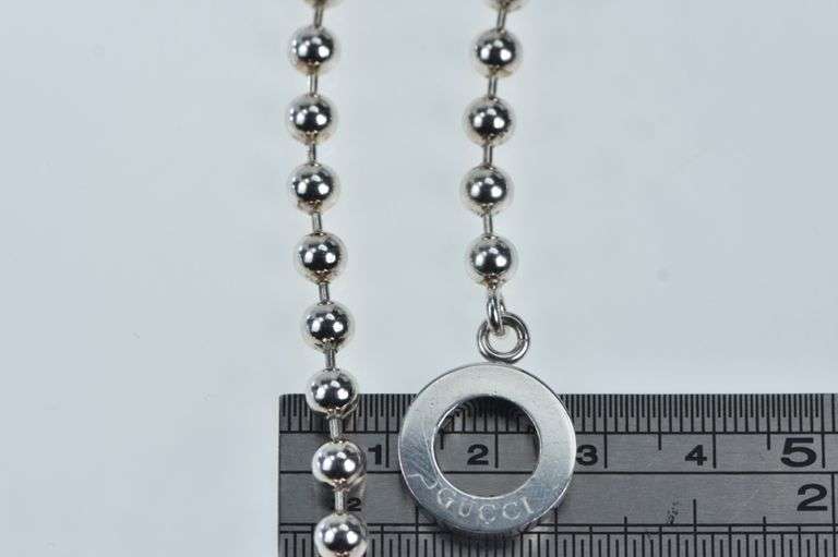 Sterling Silver Gucci Boule Toggle Clasp Designer Chain Bracelet