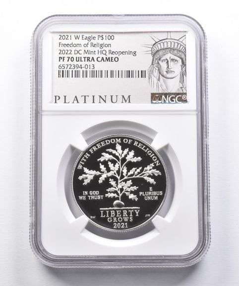 PF70 2021-W $100 American Platinum Eagle 2022 DC Mint HQ Reopening NGC