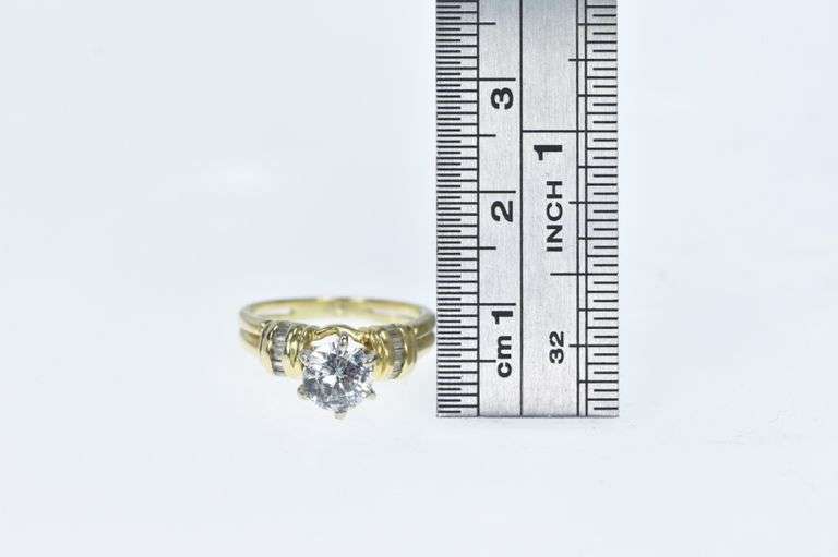 14K Yellow Gold Vintage Classic Travel Engagement Set CZ Ring