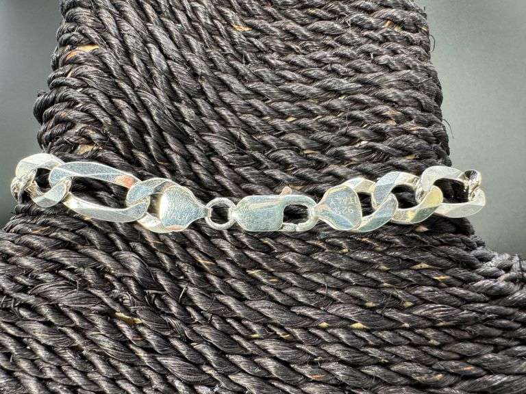 Men's 9.7mm Solid .925 Sterling Silver Flat Figaro Chain Link Italy Bracelet 8" inch
