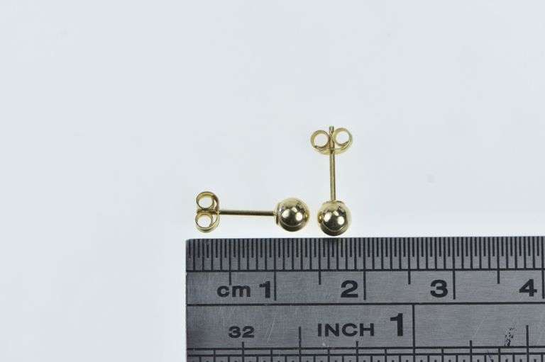 14K Yellow Gold 4mm Vintage Round Classic Stud Earrings