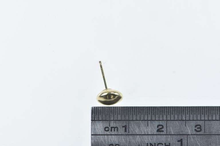 14K Yellow Gold 7.1mm Single Round Domed Circle Stud Earring