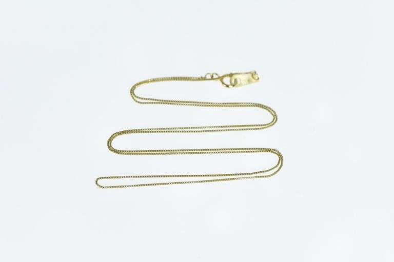 14K Yellow Gold 0.5mm Square Chain Simple Box Link Necklace