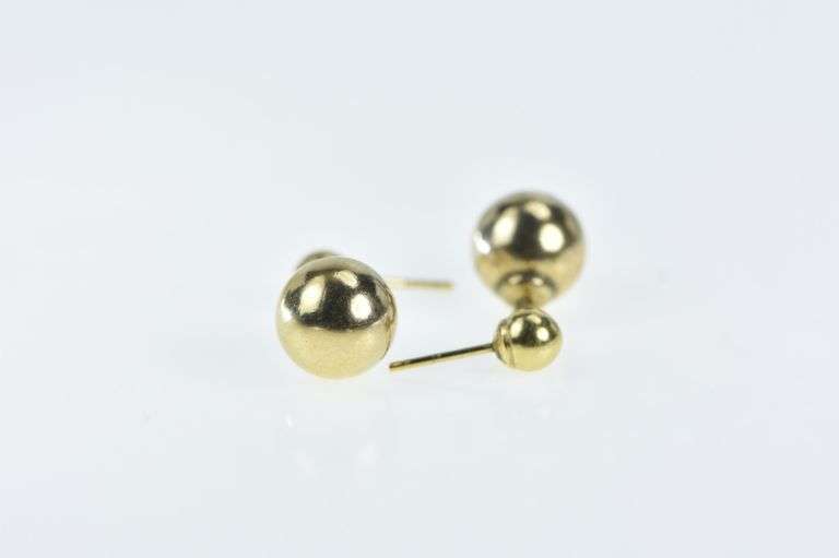 14K Yellow Gold 9.6mm Ball Round Dangle Vintage Circle Earrings