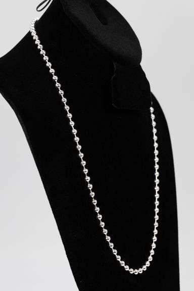 Sterling Silver Italian Ball Bead Chain 5mm 925 Italy New Dog Tag Necklace 26"