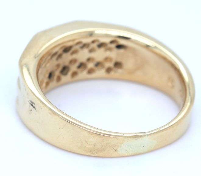 14kt Yellow gold double row channel set diamond ring