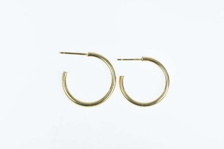 14K Yellow Gold 20.7mm Vintage 3/4 Hoop Statement Earrings