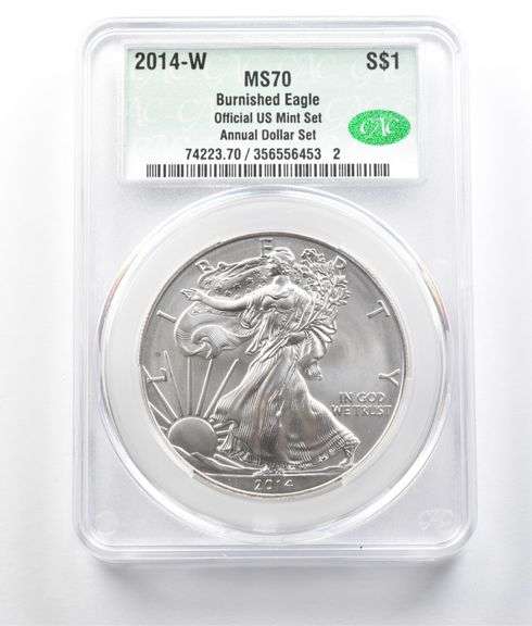 2014-W Burnished Silver Eagle Annual Dollar Set MS70 CAC CACG