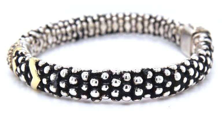 Lagos two tone Caviar diamond bangle bracelet