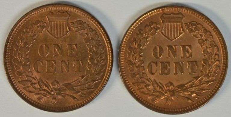 Impressive Full Mint Red Gem BU 1901 & 1902 Indian Head Cents