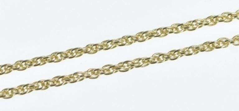 14K Yellow Gold 1.8mm Rope Link Vintage Woven Chain Necklace