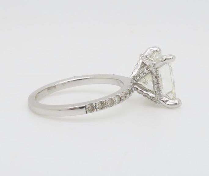 GIA Certified 3.07CT Princess Cut Diamond Hidden Halo Engagement Ring