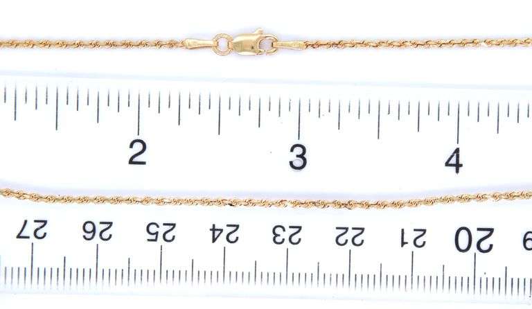 14kt Yellow gold diamond cut Rope chain necklace