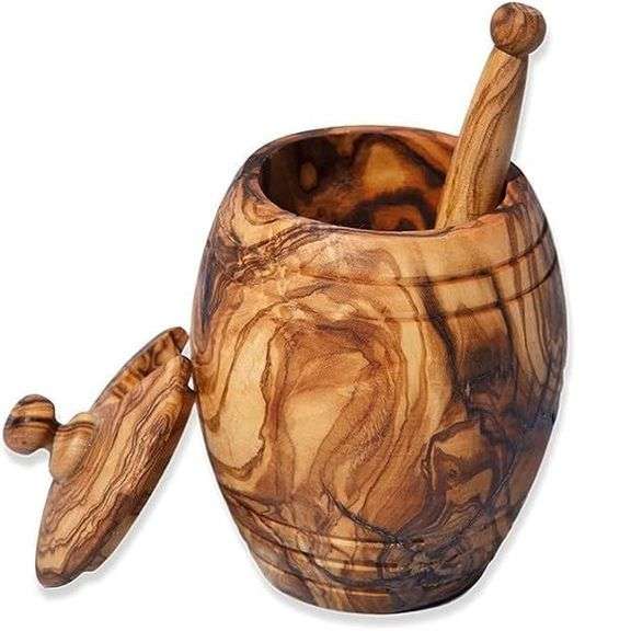 Handcrafted Olive Wood Honey Pot Set