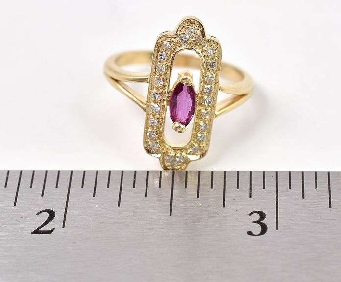 Blissful 14K Yellow Gold Pink Topaz and Diamond Gemstone Ring