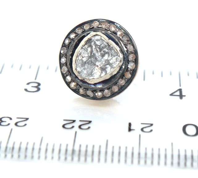 Strong Mine Cut Diamond Earrings with Gold Plated Silver and Diamond Accents