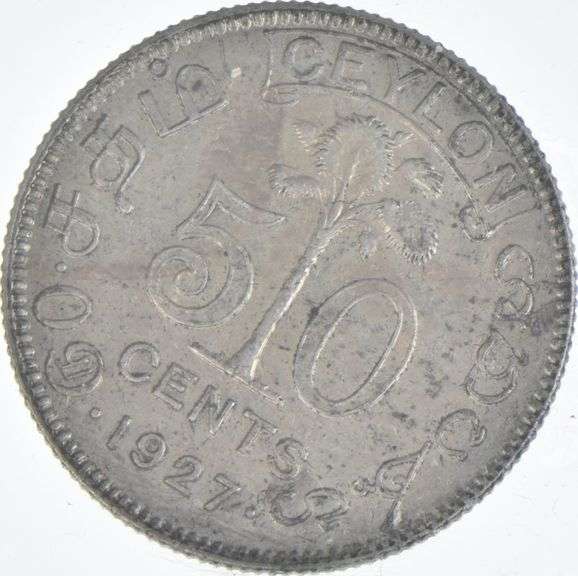 EF40 1927 Ceylon 50 Cents ICCS