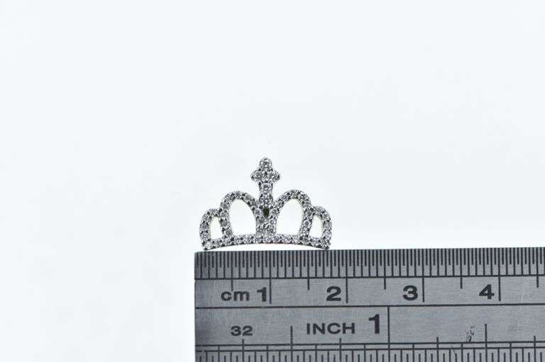 18K White Gold Roberto Coin Diamond Ruby Crown Tiara Queen Pendant