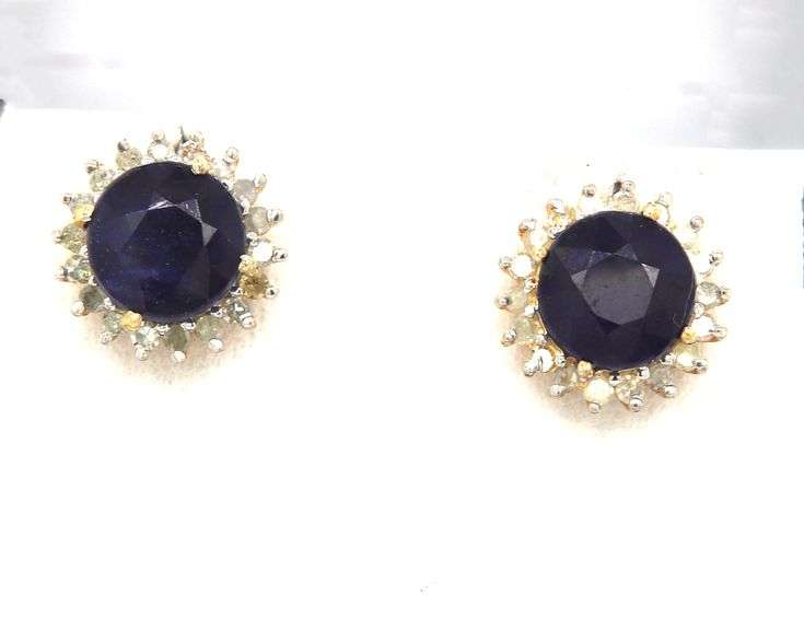 14kt Gold Plated Sterling Silver & Sapphire Earrings