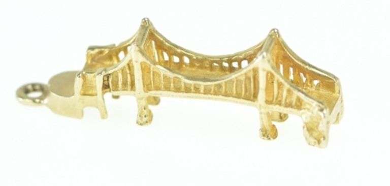 14K Yellow Gold Golden Gate San Francisco California Charm/Pendant