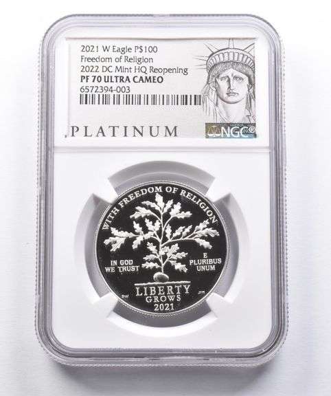 PF70 2021-W $100 American Platinum Eagle 2022 DC Mint HQ Reopening NGC