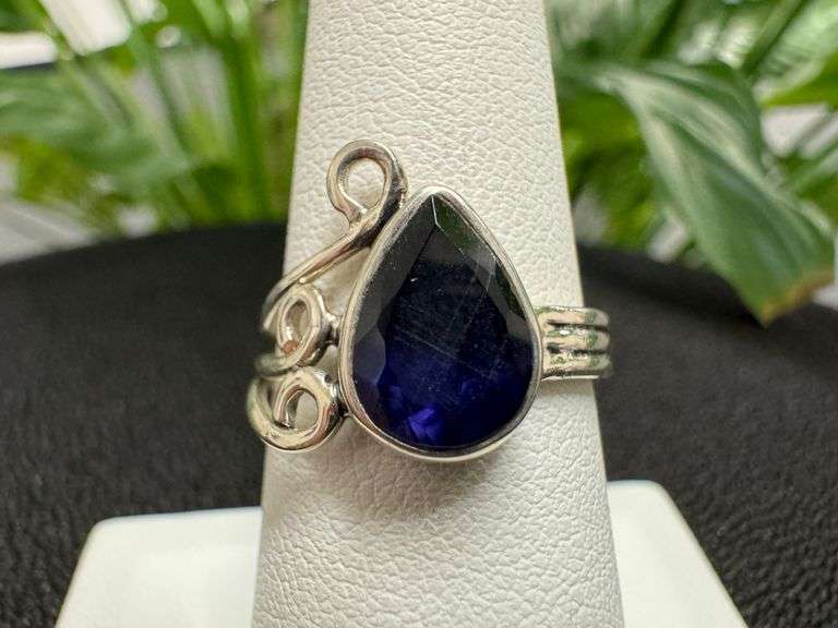 Sterling Silver Natural Gemstone Ring Size 7