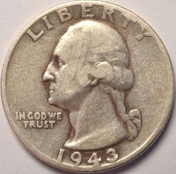 1943 Double Die Obverse Washington Quarter, Circulated.