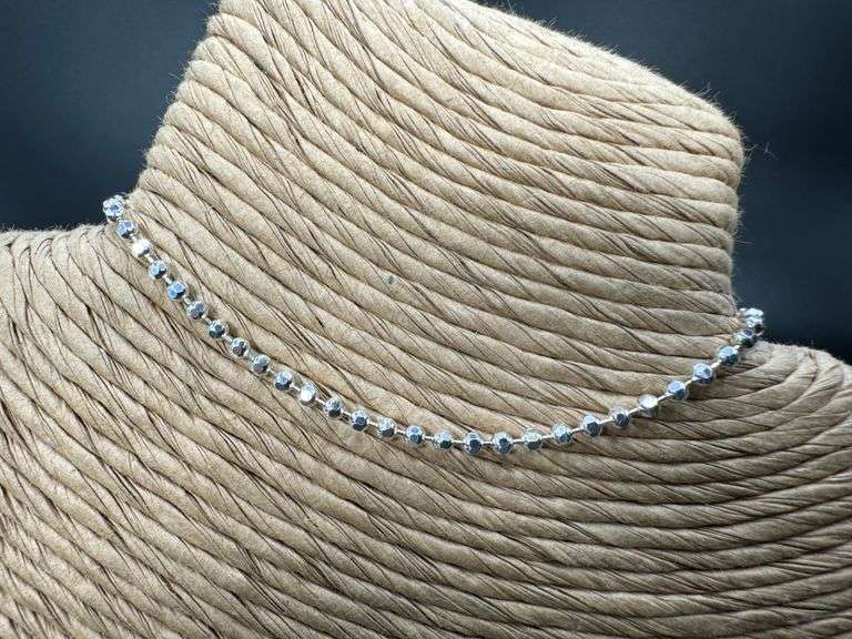 .925 Italian Sterling Silver 2.3mm Diamond Cut Bead Chain Bracelet/Anklet in 9 Inches
