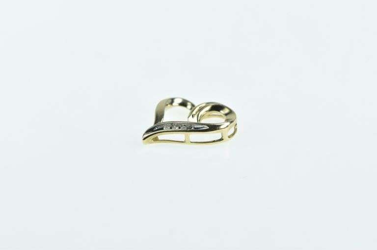10K Yellow Gold Diamond Heart Love Symbol Vintage Pendant