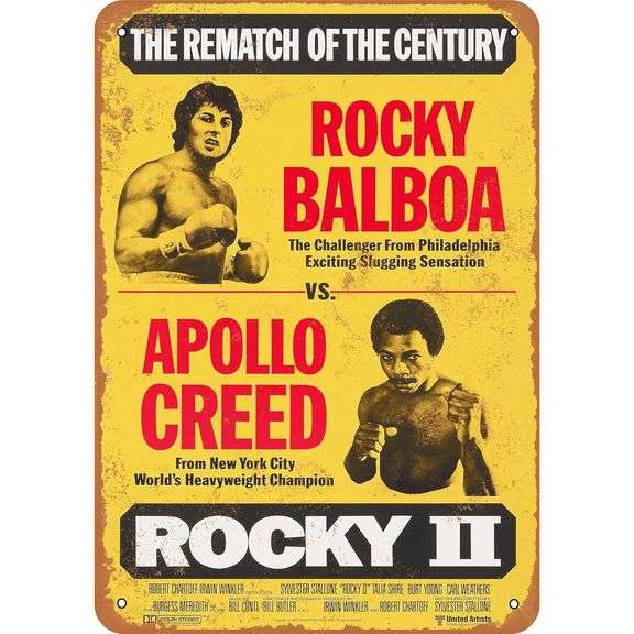 Vintage 1979 Rocky Balboa vs. Apollo Creed Metal Poster Sign