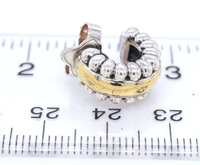 Lagos Two tone Flute Huggie Earrings