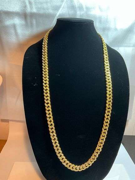 Huge 155.5 Gram 18 Kt Tri-Layered Gold Plate Cuban Link Necklace