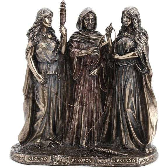 The Three Fates of Destiny Antique Bronze Finish Greek Statue