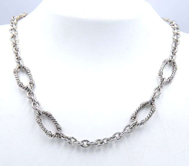 Judith Ripka 925 sterling silver oval link necklace