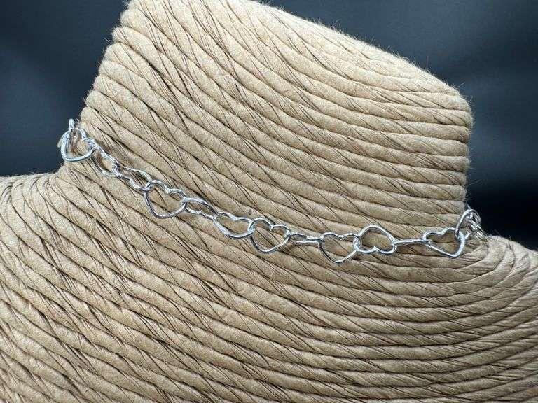 Italian Sterling Silver 5mm Heart Bracelet 9"