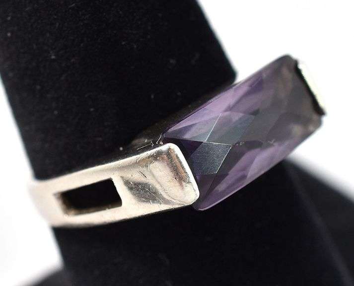 Amethyst Gemstone Signet Ring in Sterling Silver