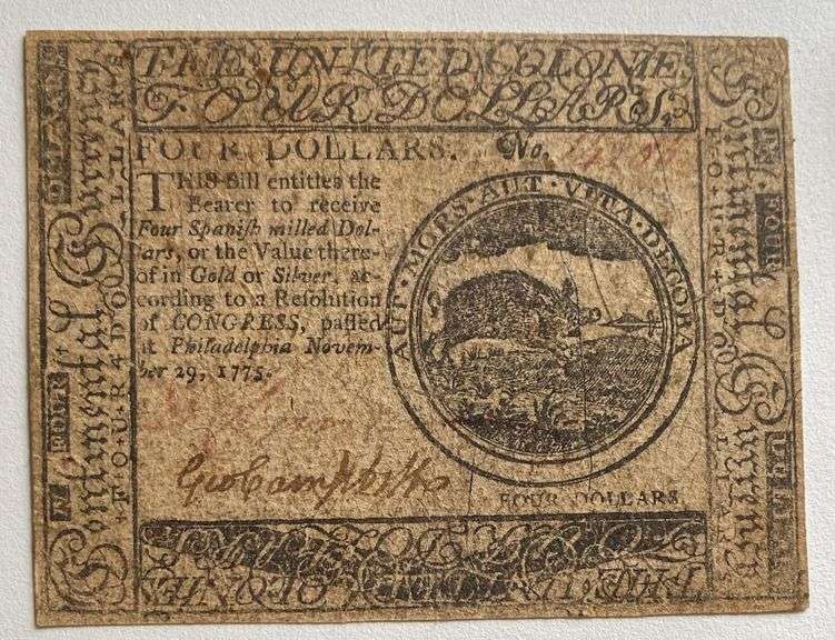 Nov 29 1775 Continental Currency $4 Note