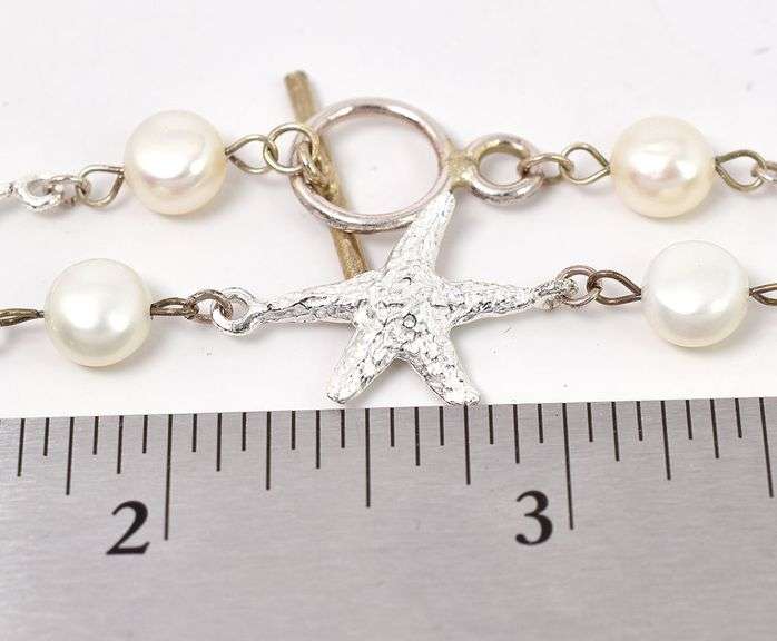 Pearl Beached Themed Necklace in Sterling Silver