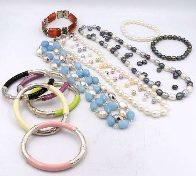 Big group lot of sterling silver Pearl Jewelry