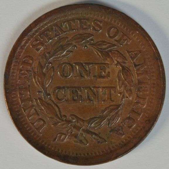 Needle-sharp AU 1852 Braided Hair Large Cent